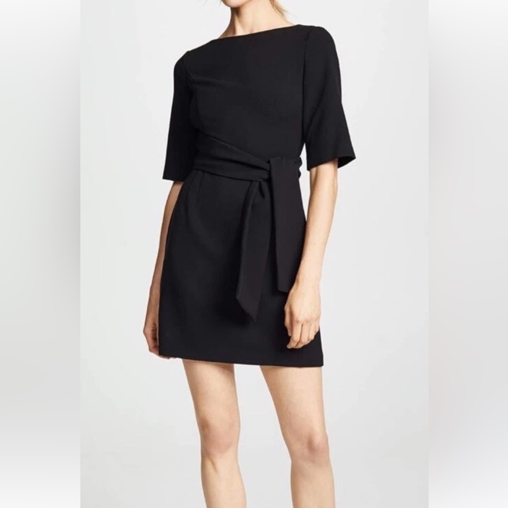 Alice + Olivia Black Virgil Boat Neck Mini Dress